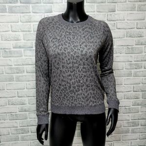 Lucky Brand Womens S Grey Leopard‎ Crew Neck Long Sleeve Pullover Sweater